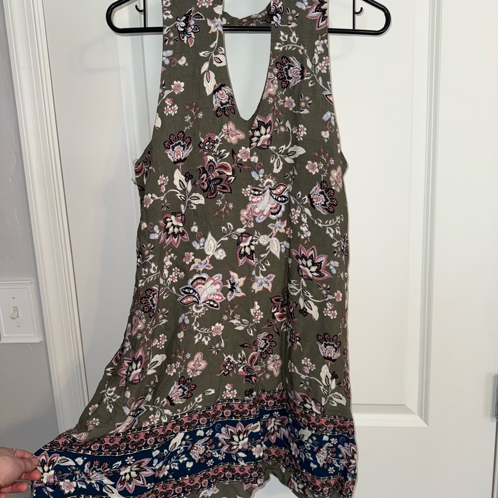 Blue Rain Olive Floral Blouse with Pink and Navy Details